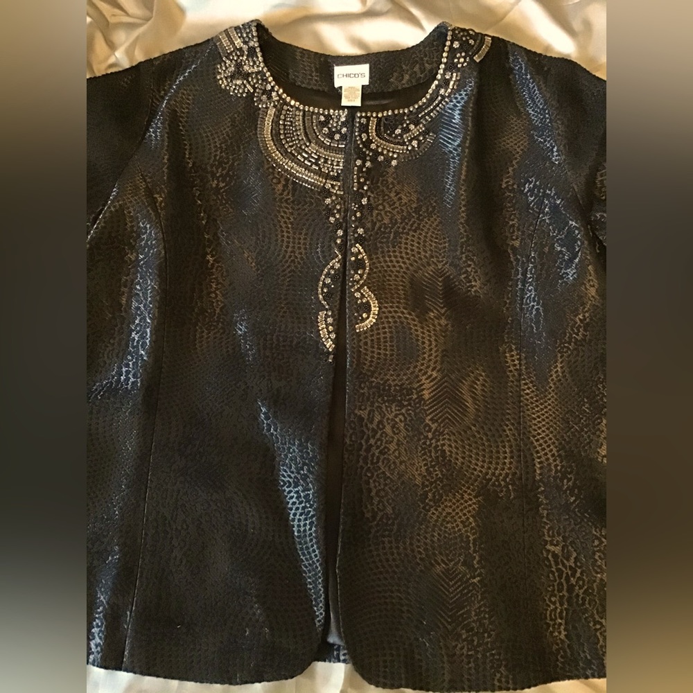 Chico’s Size 3 (US 16 or XL) beaded textured jacket